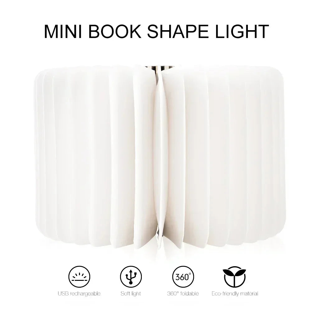 LED Wooden Book Lamp Creative 3D Book Light Folding LED Night Light USB Recharge Decor Bedroom Table Lamp for Kid Brithday Gifts