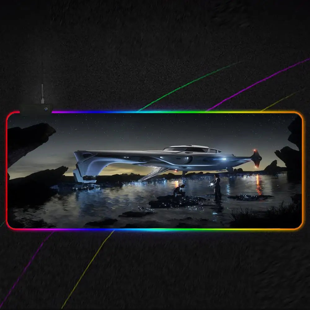 Star Citizen Mouse Pad RGB Gaming Mouse Pad XXL, Extended Surface, Non-Slip, Smooth, LED Lights, Perfect Desk Mat