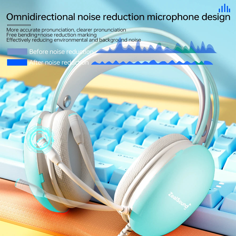 Haomuren RGB Gaming Headset for PC Laptop PS4 PS5 Wired Over-Ear Headphones with Mic, Surround Sound & Full LED Lighting