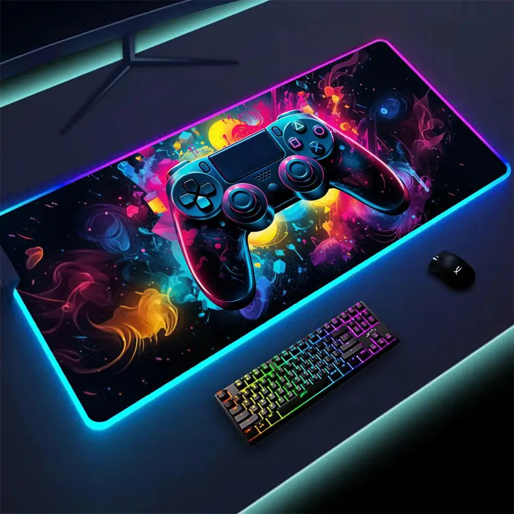 Gamepad pattern Mouse Pad XXL RGB Gaming MousePad HD Gamer Accessories Large LED Light MousePads PC Computer Carpet With Backlit