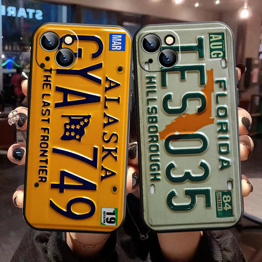 Retro Vintage License Plate Phone Case For iPhone 17 16 15 14 13 12 11 Pro Max Mini SE 7 8 Plus 16E Shockproof Non-Slip Cover