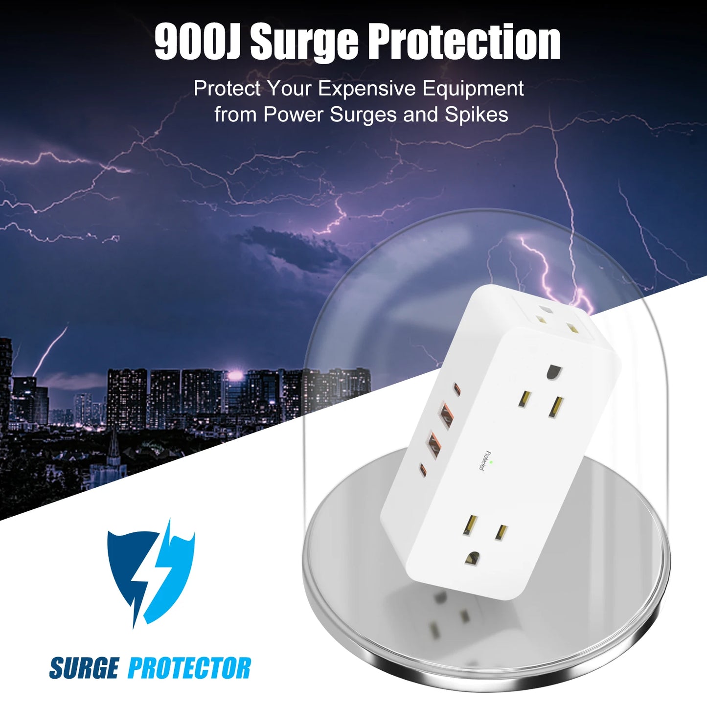 Multi Plug Power Strip Surge Protector 180 Degree Rotating Wall USB Plug Adapter Electrical Sockets Outlet Extender For Home