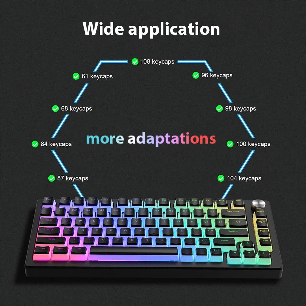 130 Keys Pudding Keycaps For 61 68 84 87 96 98 100 104 108 Key RGB Mechanical Keyboard PBT Double Shot Mteria keyboard keycaps