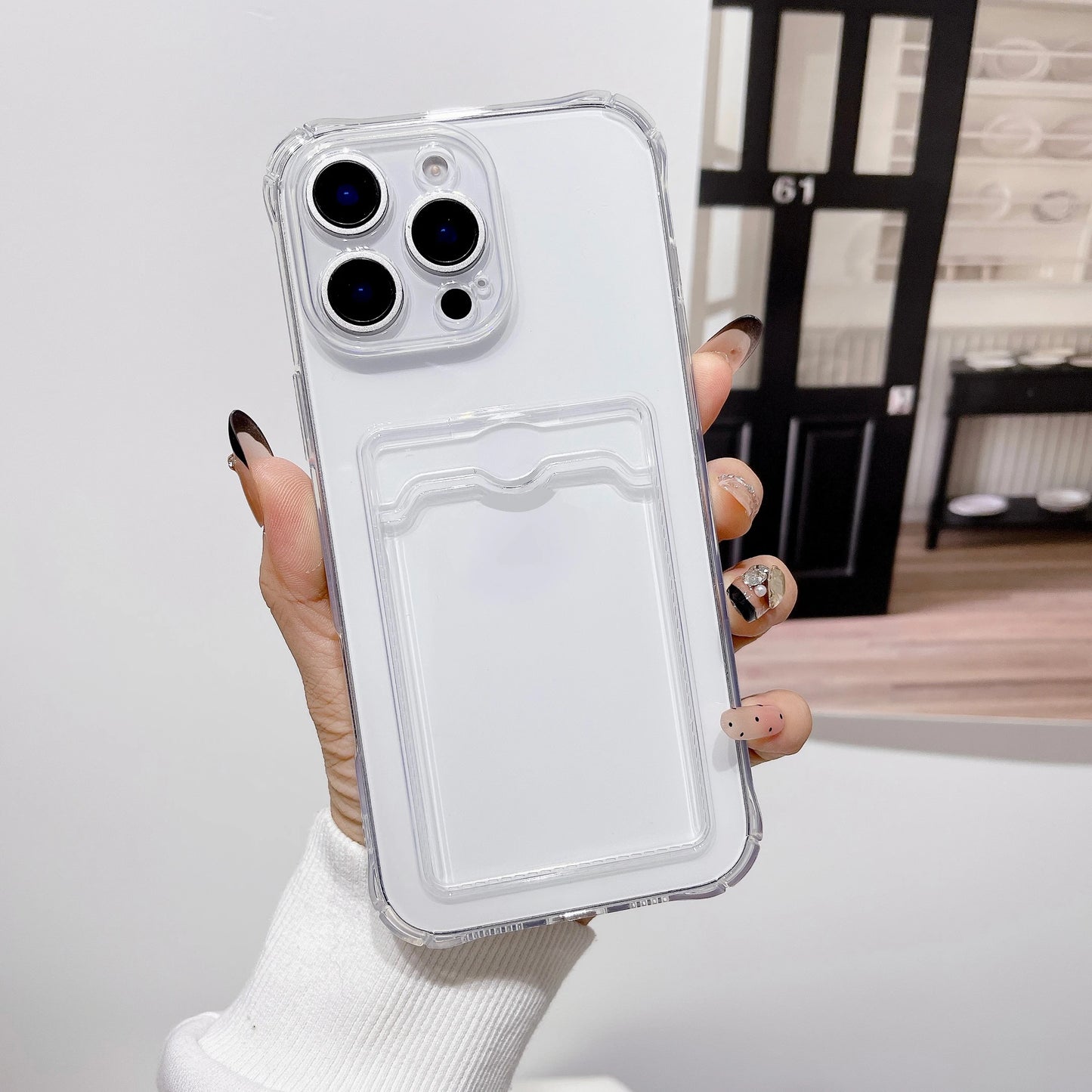 For iPhone 17 16 15 14 13 12 11 Pro Xs Max Air 16e XR 7 8 6 6s Plus SE 2020 2022 Case Clear ID ATM Card Slot Protection Cover