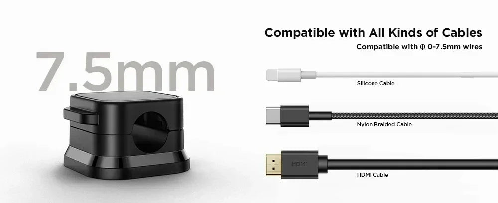 Magnetic Cable Clip Cable Holder Adhesive Wire Keeper Cord Cable Organizer for Home Office Under Desk Management