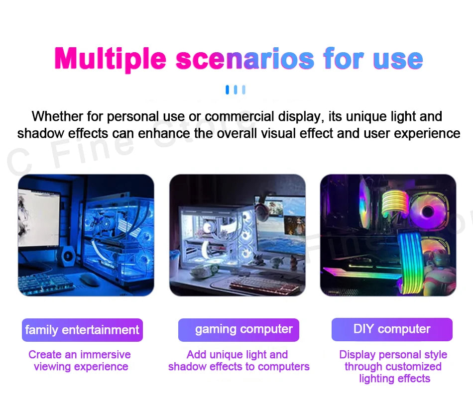 Zezzio ARGB Light Strip Neon Line PC Case Decoration 8Pin Graphics Card 24Pin Motherboard Luminous DIY RGB Computer Lamp Strip