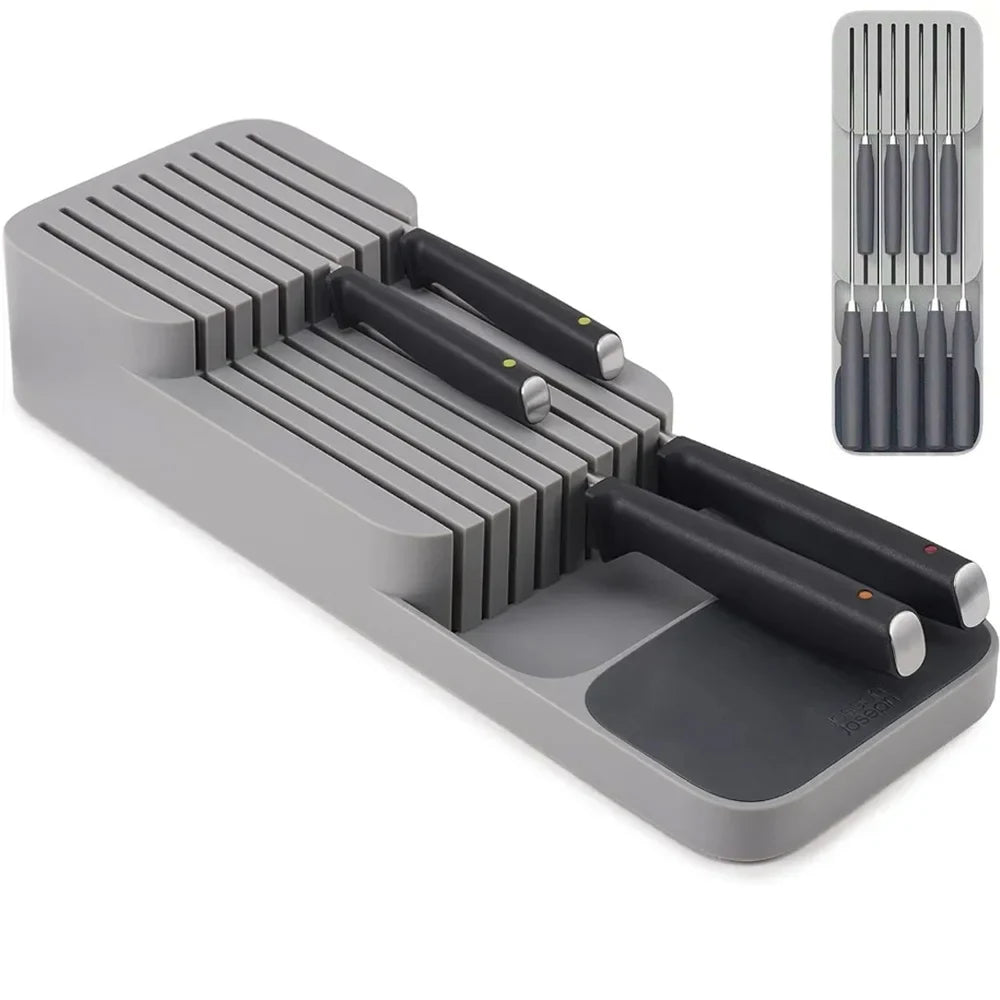 Knife Storage Box Kitchen Drawer Cutlery Storage Tray Knife Holder Organizer Knife Block Rack Storage and Drawer Organizer