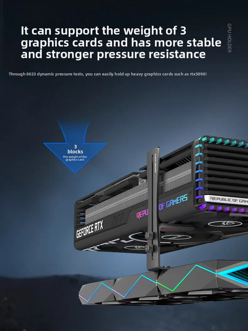 Aluminum GPU Brace Support for Vertical GPU in PC Case Universal Graphics Card Sag Bracket for Desktop Computer Gaming Build