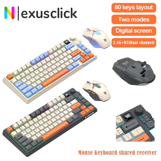 Dual Modes Gaming Keyboard Mouse Combos Computer Laptop Backlight Gamer Kit LED Wireless Usb Keyboard with Display Screen & Knob