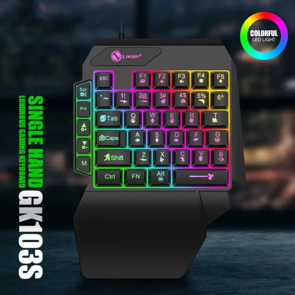 35-Key Single-Handed Mechanical Gaming Keyboard - USB Wired RGB Backlight, Ergonomic Design & Ultra-Slim Portable for Laptop/PC