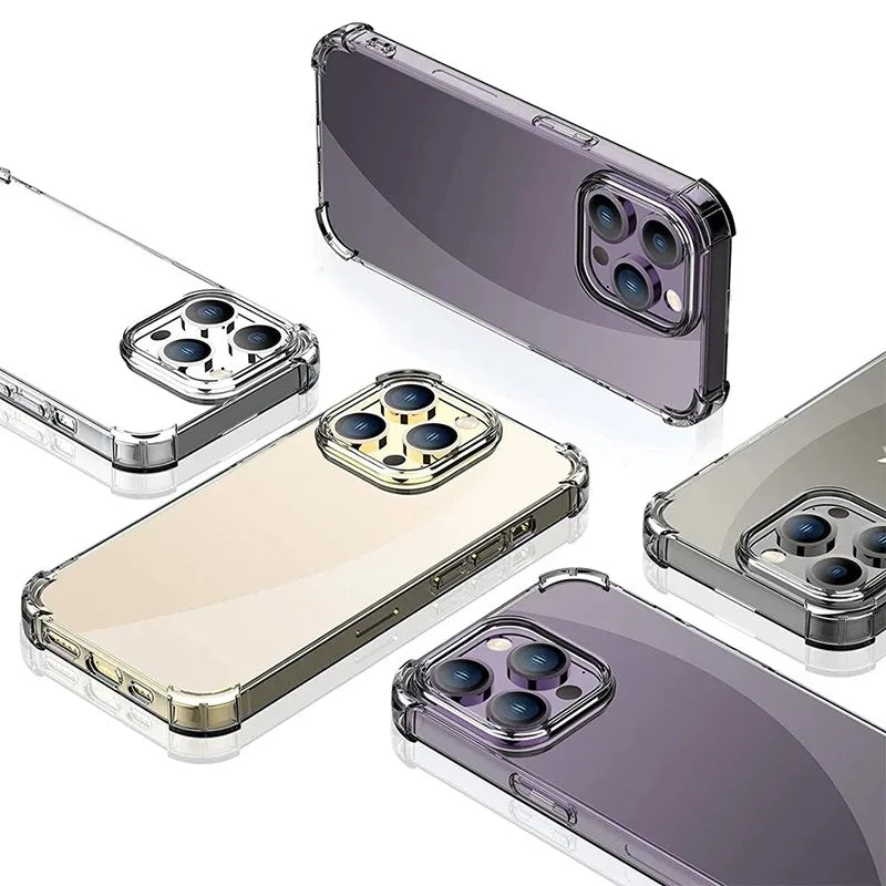 Air-Bag Shockproof Silicone Transparant Case For iPhone 17 16 15 Plus 11 12 13 14 Pro Max Mini X Xs XR 7 8 Plus Clear Back Cover