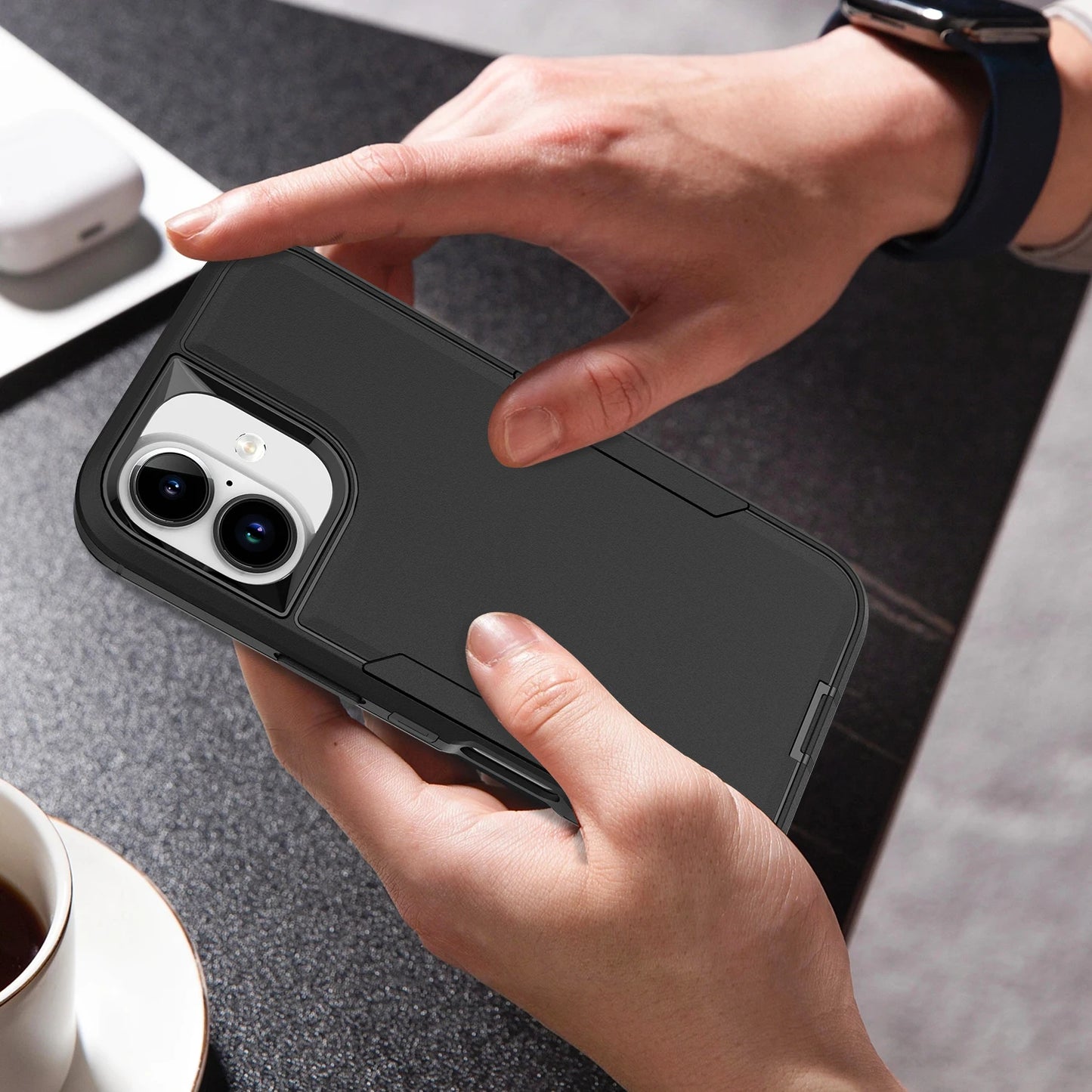 2 in 1 Heavy Duty Armor Shockproof Phone Case For iPhone 11 12 13 14 15 16 Plus 17 Pro Max Anti-Scratch Hard TPU Back Cover