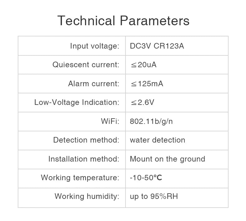 Wifi Water Detector Leakage Sensor Alarm Leak Detector 40DB Sound Tuya smart Smart Life APP Flood Alert Overflow Security