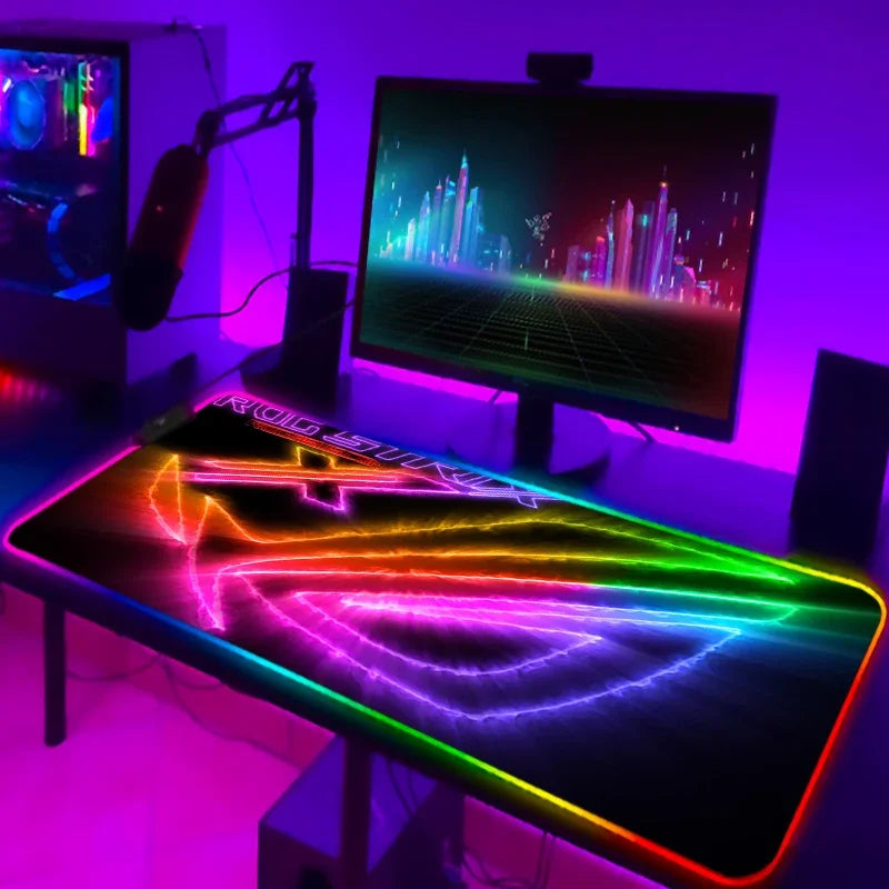 RGB Mousepad Cool ROG Mouse Pad Gamer Keyboard Mat LED Computer Mausepad Keyboards Accessories Gaming Desk Mat Mouse Carpet Xxl