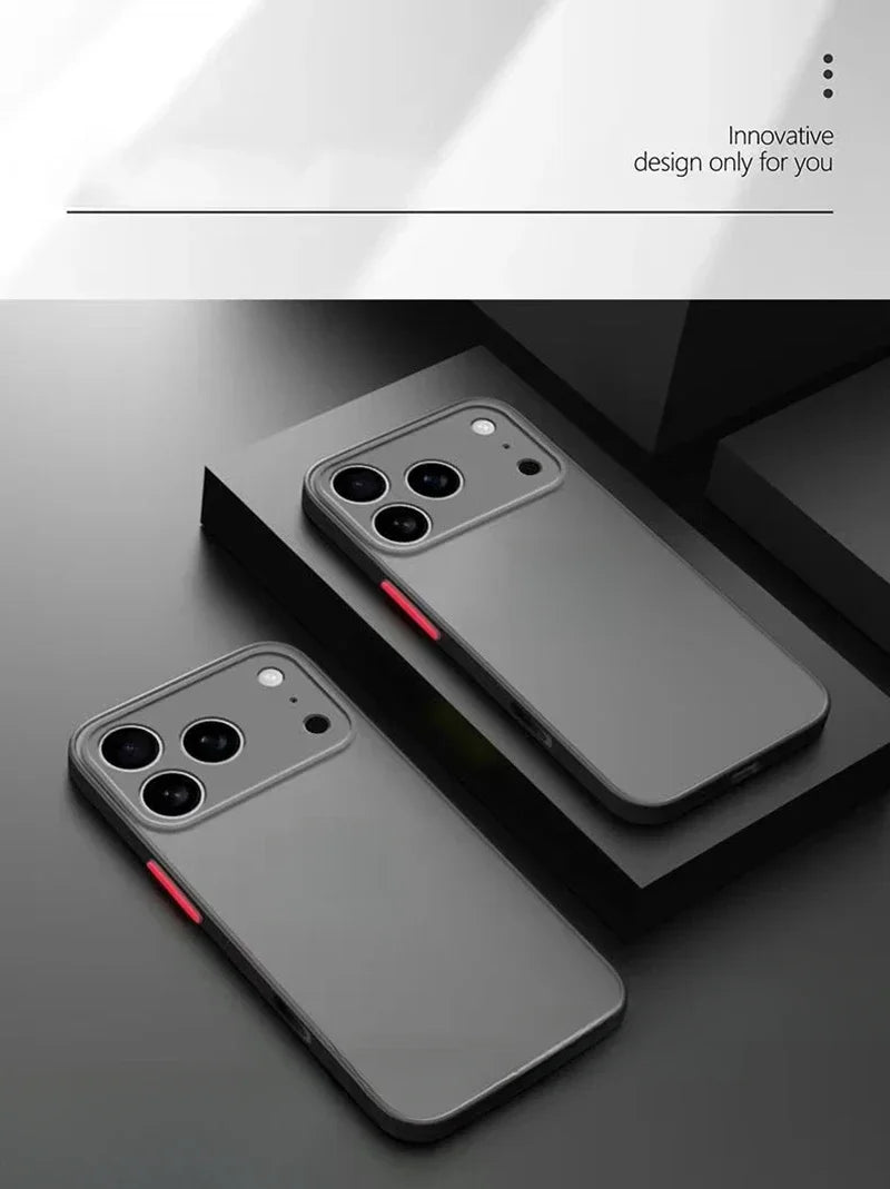 For iPhone 17ProMax 17 Pro Max 17Air AiR 16 16Plus Plus + Pro 16E E New Armor Shockproof Matte Hard Silicone Frosted Back Cover