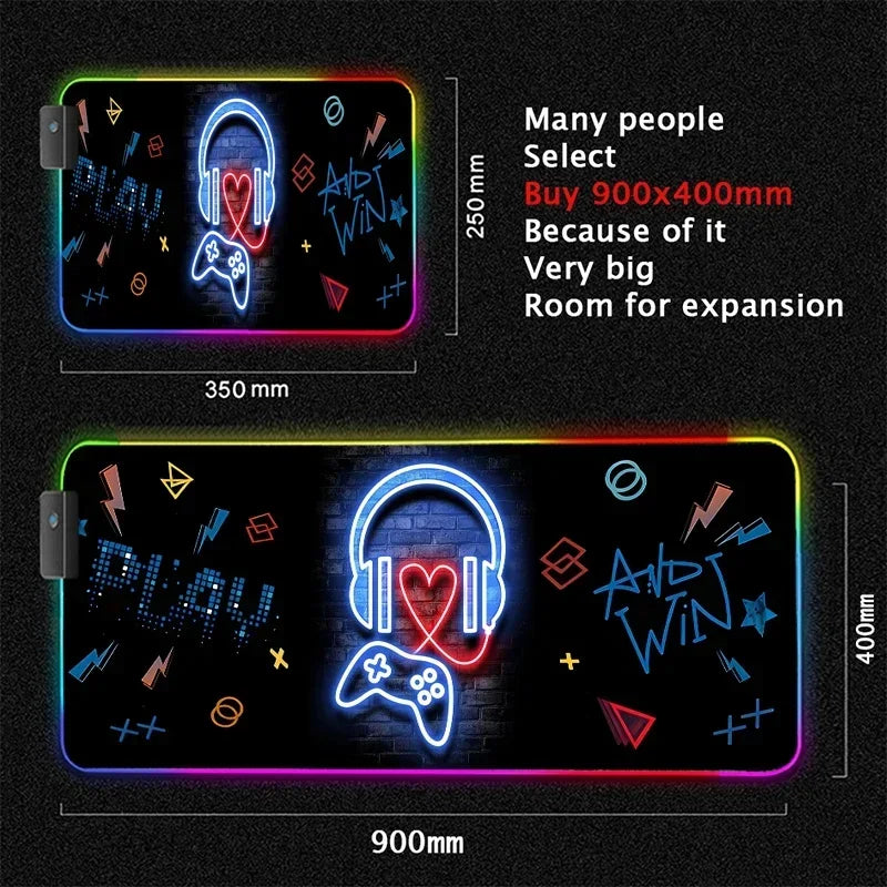 RGB Large Gamepad Mouse Pad Gamer LED Backlight Luminous Mousepad Gaming Non-Slip Keyboard Pads E-sports Laptop Office Desk Mat