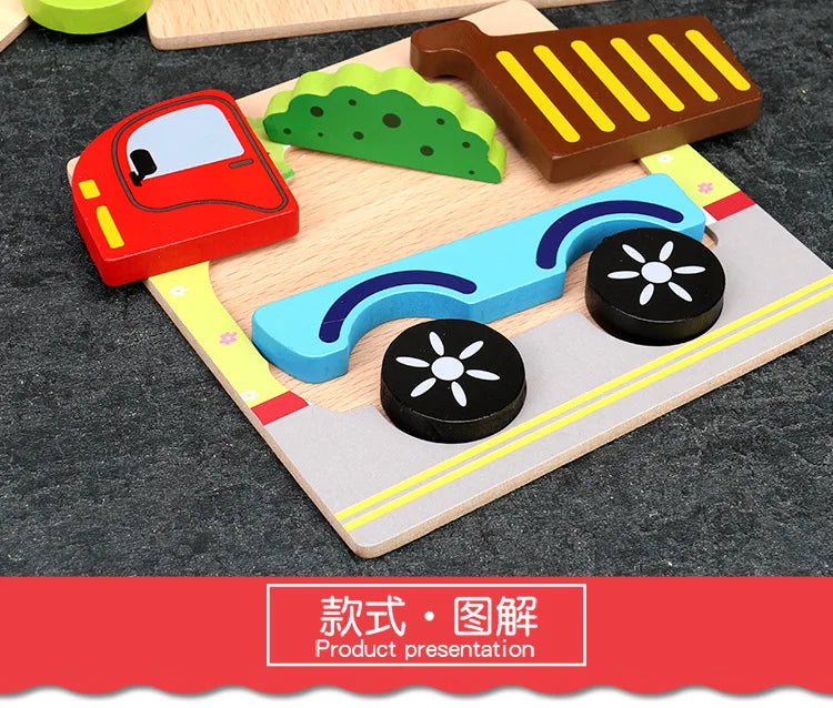 Baby High Quality 3D Wooden Puzzles Educational Cartoon Animals Early Learning Intelligence Puzzle Game Toys for Children