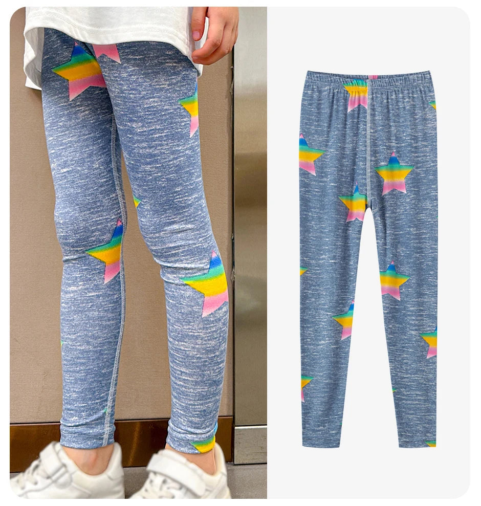 2/4 Pcs Children's Mix And Match Love Printed Leggings Girls Casual Joker Slim 9 Pants Fashion Elastic Waist Valentine's Day pan