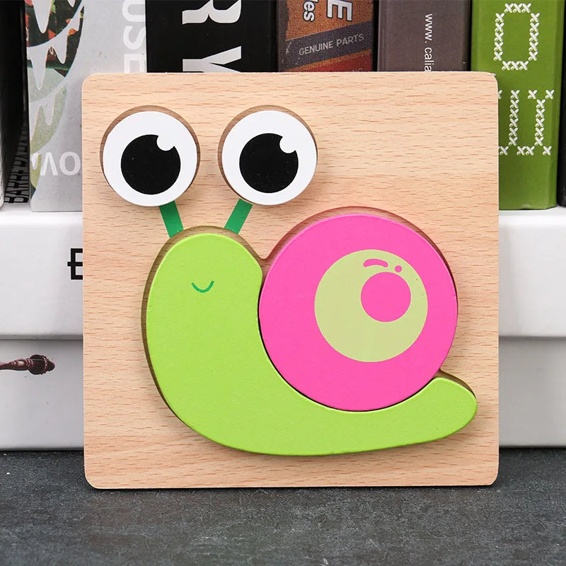 Baby High Quality 3D Wooden Puzzles Educational Cartoon Animals Early Learning Intelligence Puzzle Game Toys for Children