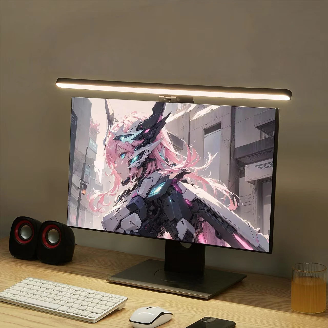 RGB Laptop Screen Hanging Light Bar Stepless Dimming Eye Care Strip Hassle Free Mount Perfect for Gaming Work Study Office