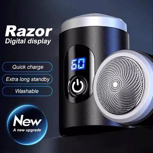 Portable shaver with multiple blades and all-aluminum body supporting TYPE-C charging LED digital display.