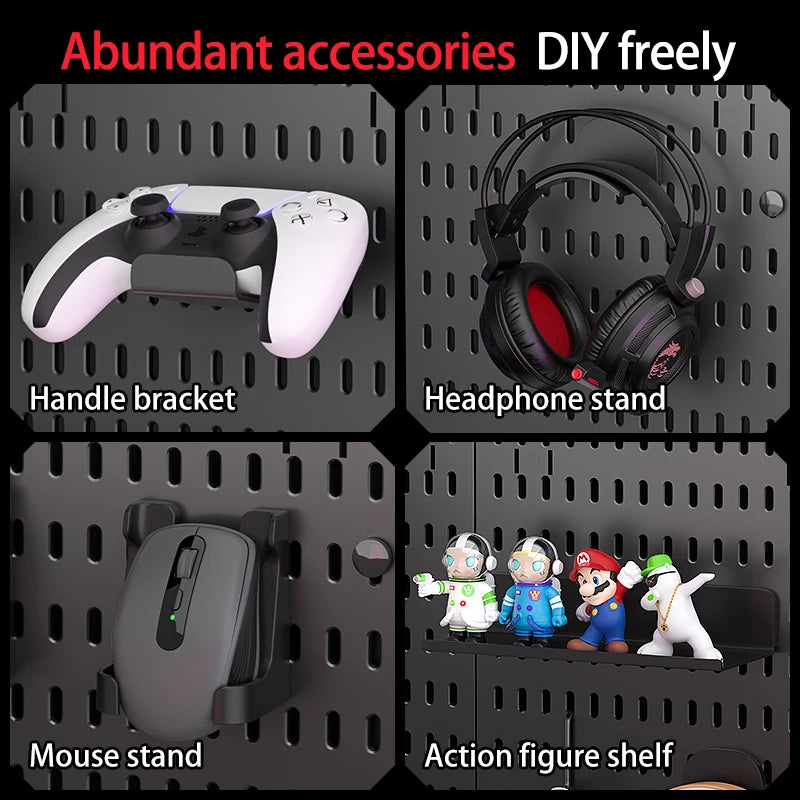 Office Desktop Storage Pegboard: Height-Adjustable Vertical Storage Rack (For Stationery Storage And Decorative Figurine Display