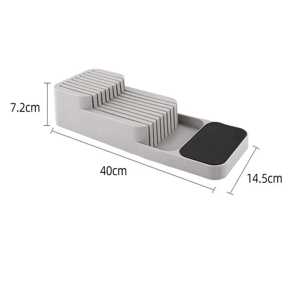 Knife Storage Box Kitchen Drawer Cutlery Storage Tray Knife Holder Organizer Knife Block Rack Storage and Drawer Organizer