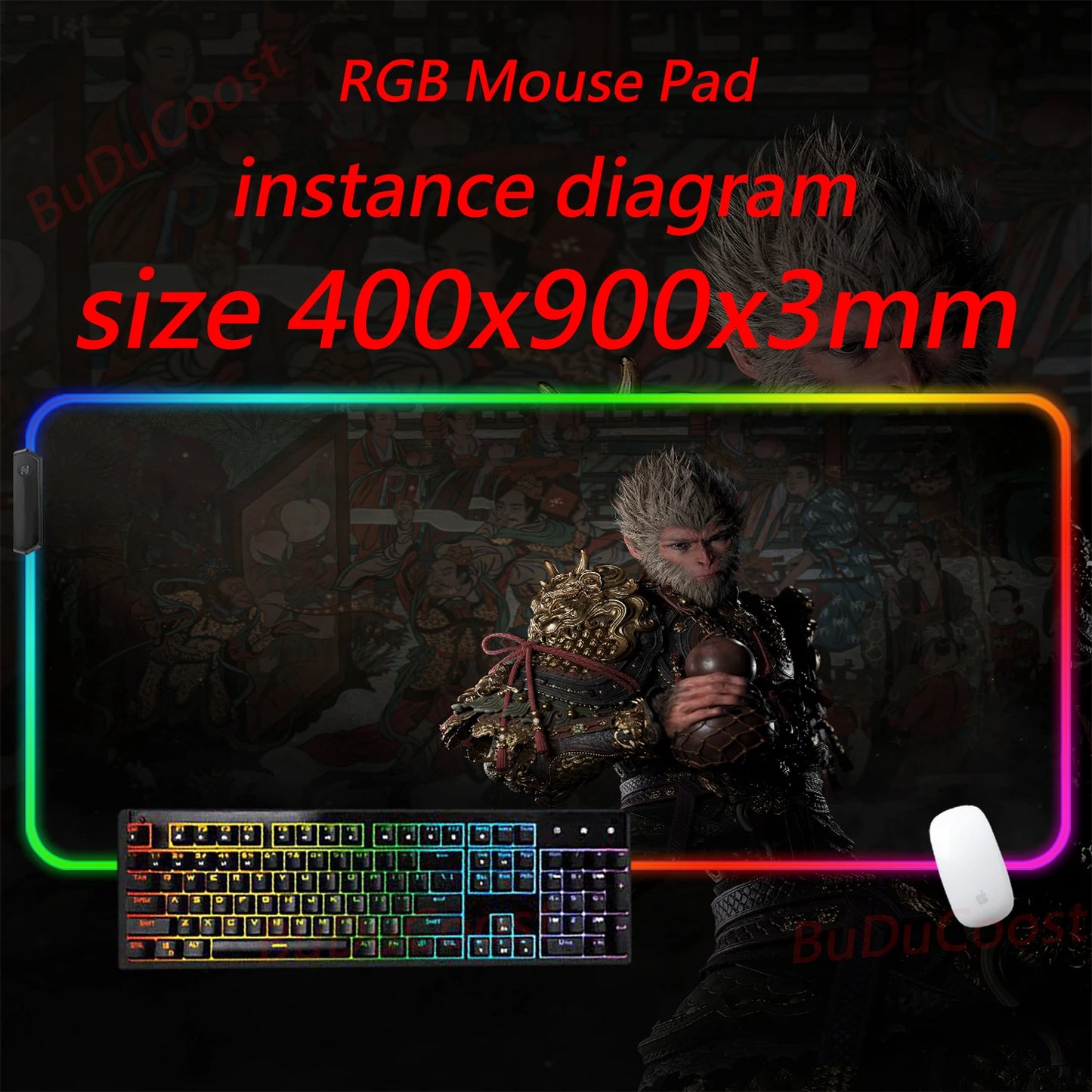Black Myth  Wukong electronic sports PC Office HD Printing Desk Gaming RGB XXL Game Locking Edge Computer Luminescence Mouse Pad