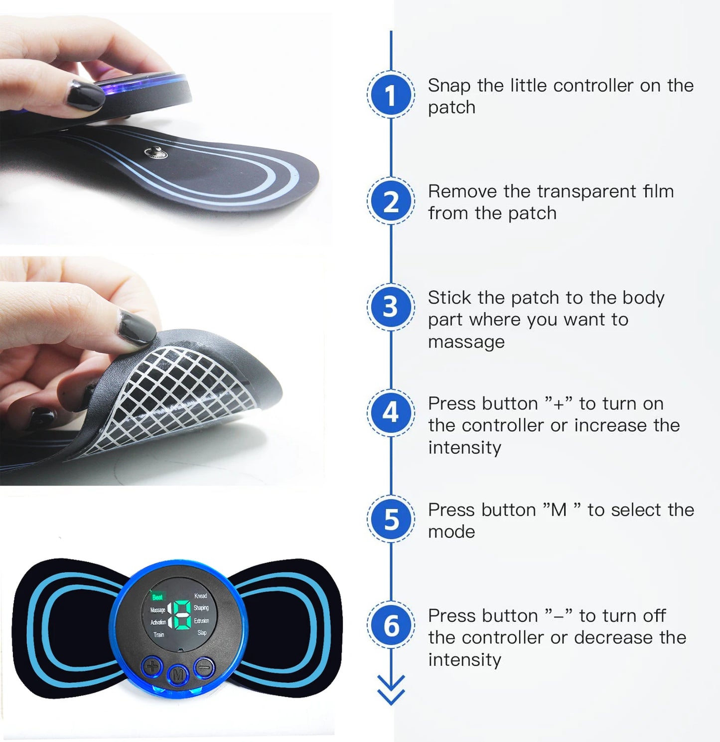 Portable Neck Massager with Remote Control 8 Modes Rechargeable Low Frequency Pulse Massager For Muscle Relaxation Relief Pain