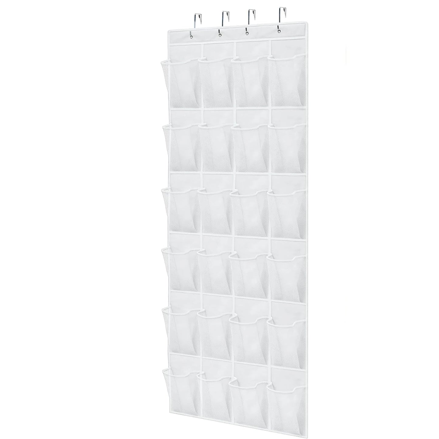 Over-the-door shoe organizer, 24 breathable mesh pockets, space-saving hanging rack for shoes, accessories, etc.