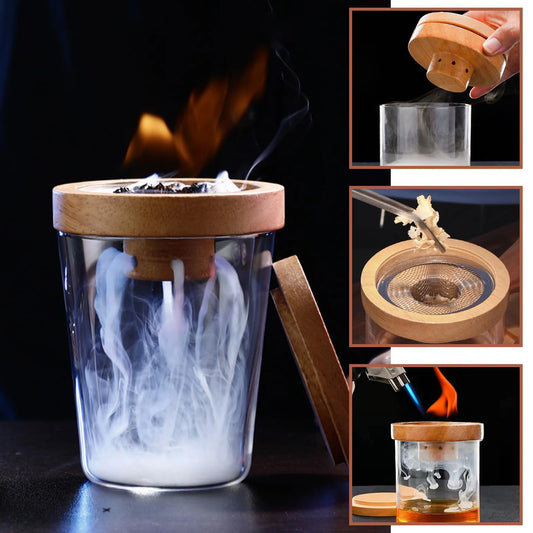 Wooden Cocktail Smoker Kit With 5 Flavor Wood Chips Whiskey Smoking Wood Chips Box Cocktails Infuser Kit Kitchen Accessories