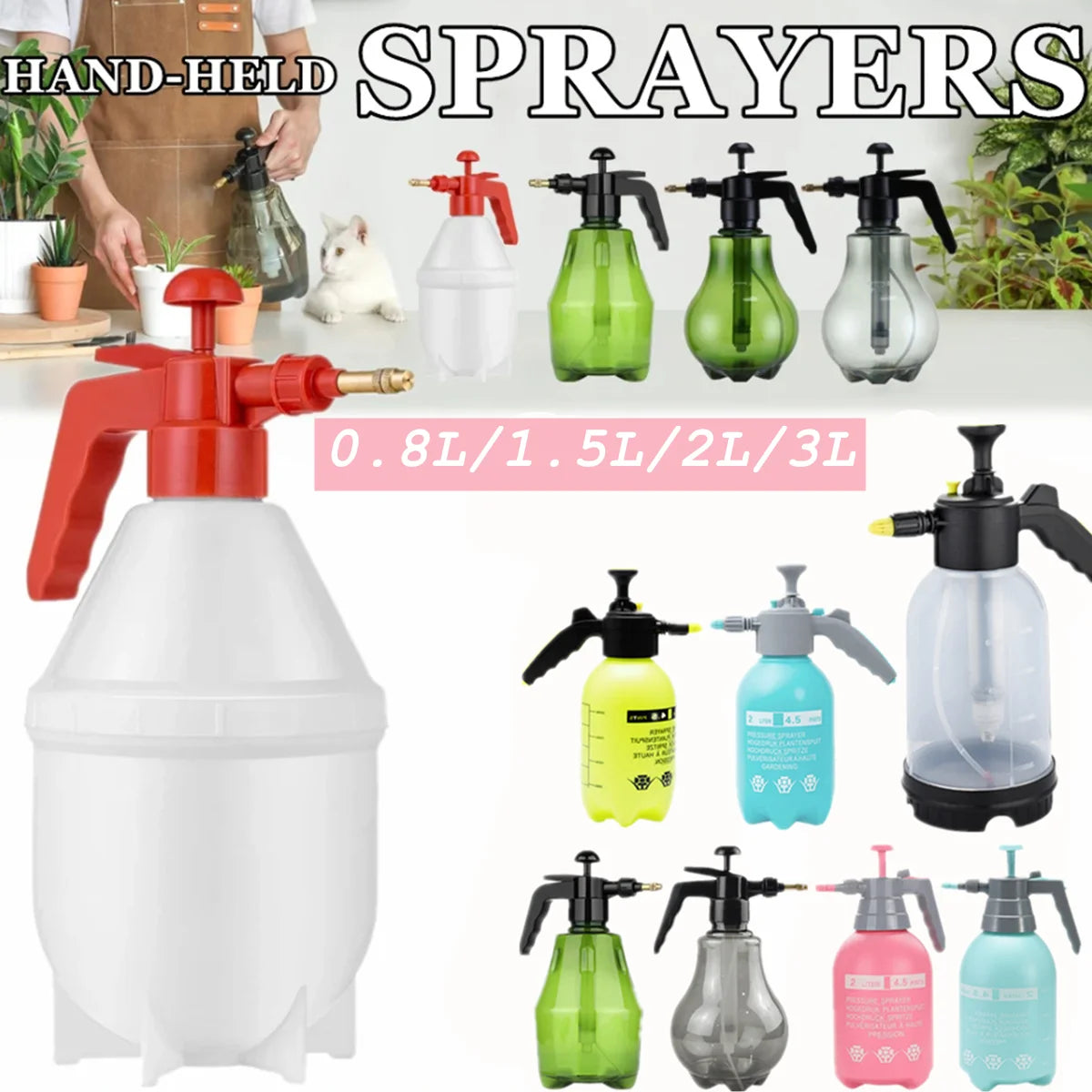 0.8 L-3 L Hand Held Sprayer,Garden Sprayer Bottle, Hand Pressure Spray, Air Pump Sprayer Bottle, Irrigation Disinfection Sprayer