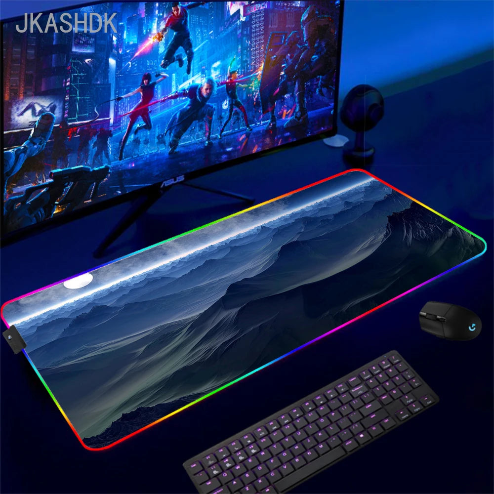 Gaming Cool Mouse Pad with Backlight Mouse Carpet Huge Rugs Rgb Mat 50x100cm Rubber Mat Landscape Led Pc Gamer Speed Desk Mats