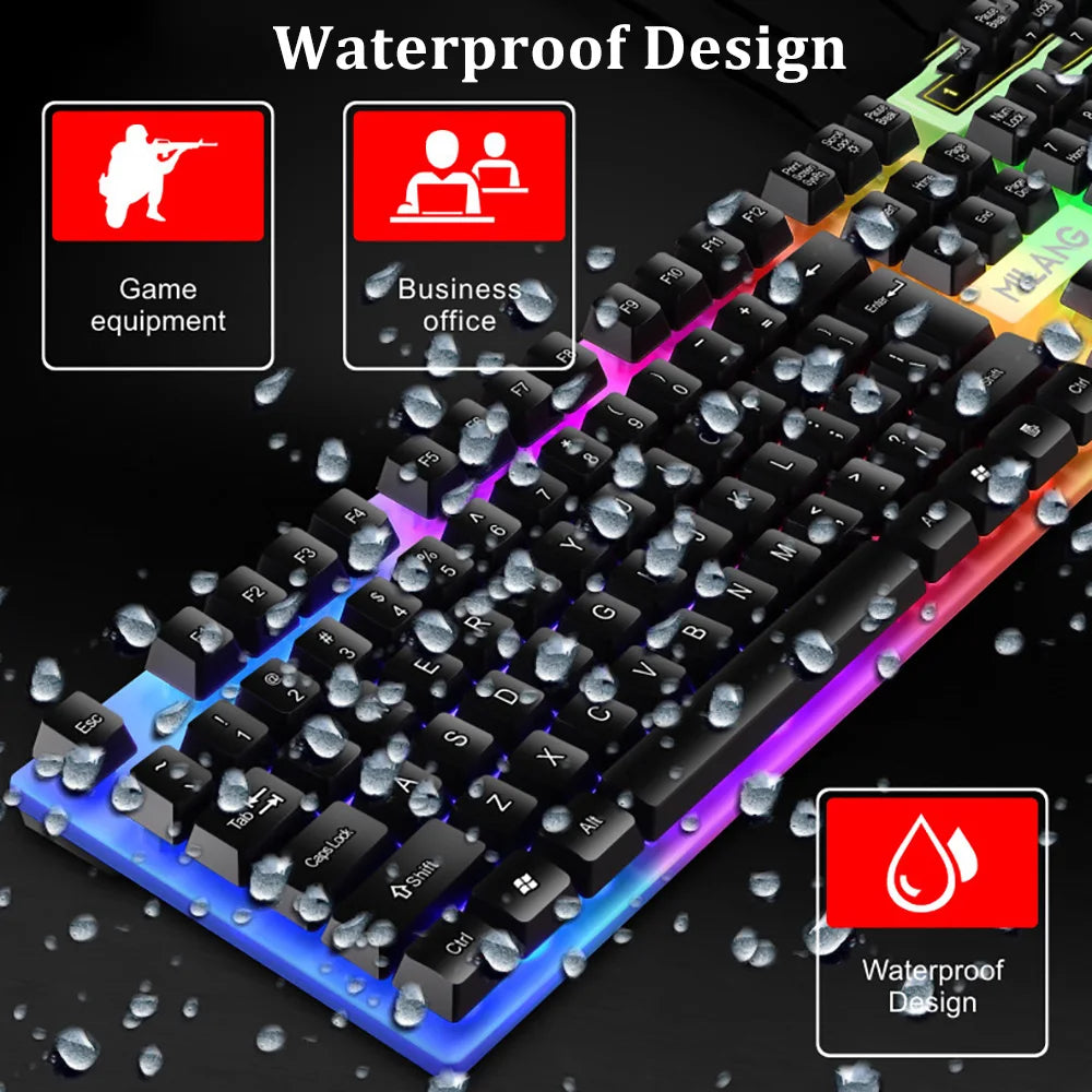 RGB Gaming Keyboard 104 Keys Mechanical Keyboard USB Wired Keyboard Seven Color Lights Keyboard for Computer Laptop PC Gamer