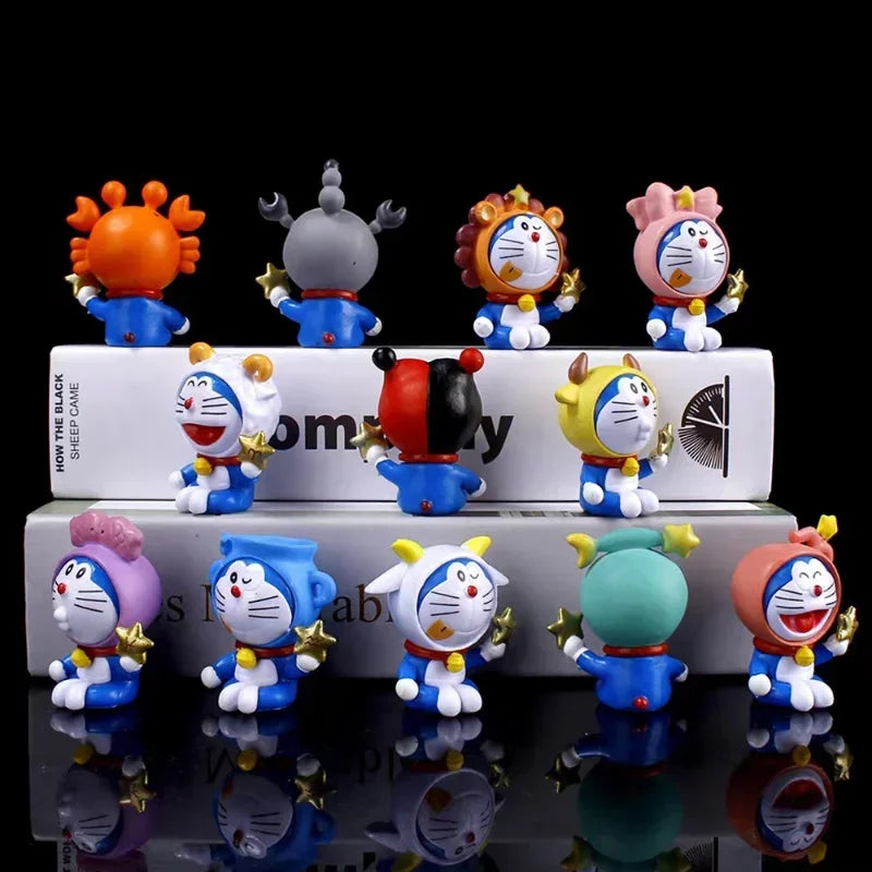 12pcs Doraemon Cartoon The Zodiac Doraemon Action Figure Cute Character Kawaii Anime Figure Pvc Model Toys Kids Birthday Gift
