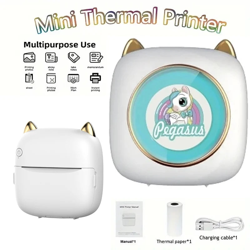 Thermal Mini Printer, Portable Inkless Sticker Maker, Free Cut Pocket Printer, Photo Label Memo Printing Tag Bluetooth Printer