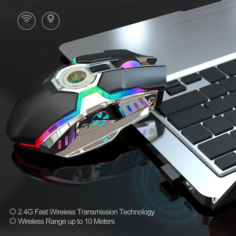 RGB Luminous 2.4G Wireless Mouse Wireless Charging Mechanical Gaming Office Mouse Three Levels DPI Adjustable Mouse 2026 New