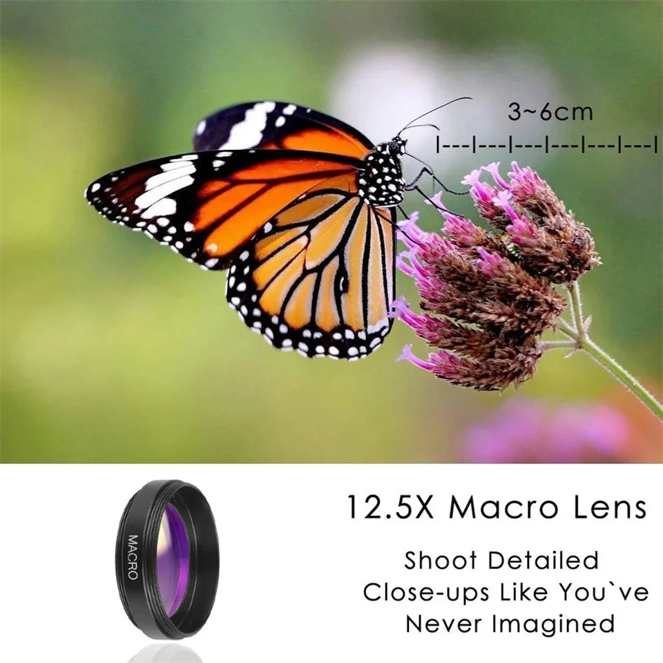 2 In 1 Clip-on Fish Eye Magnifiers Mobile Phone Lens Professional Mobile Phone Camera Lenses 15X Macro 0.45X Super Wide Angle