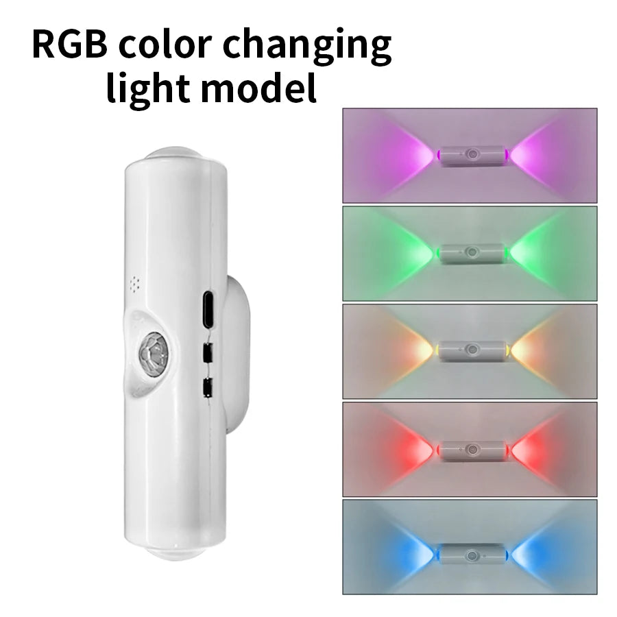 RGB Gradient Ambient Light Rechargeable LED Night Light Motion Sensor Wall Sunset Lamp Dimmable Magnetic Closet Bedroom Lamps