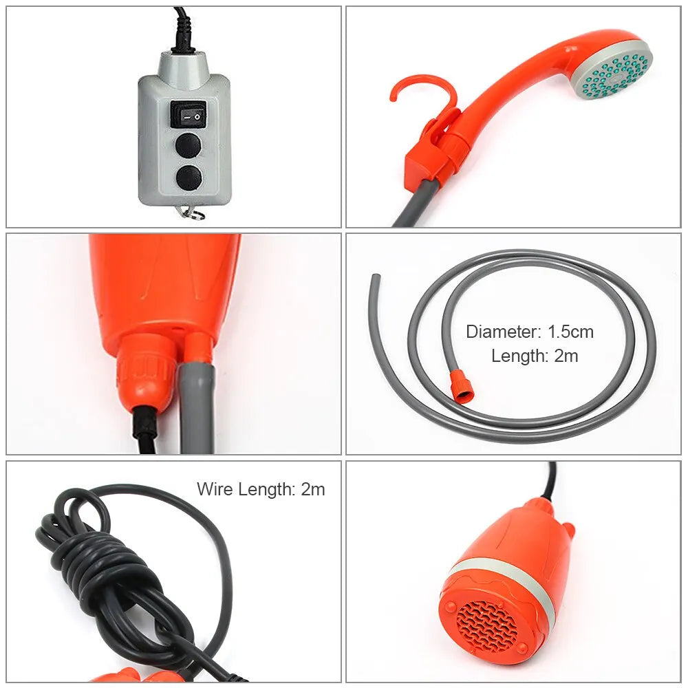 Portable Outdoor Camping Shower Camping Shower Pump Rechargeable Shower Head for Camping Hiking Traveling