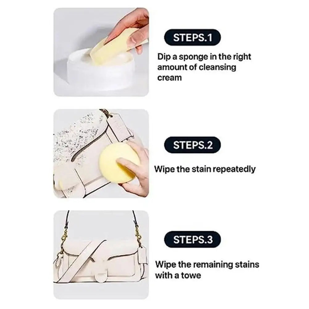 White Shoes Cleaning Cream Stains Remover Shoes Whitening All-Purpose Cleansing Cream With Wipe Sponge For Shoes Sneakers