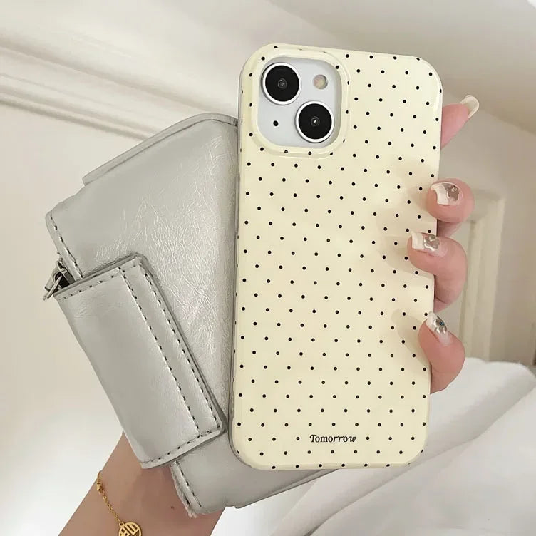 INS Polka Dot Small Fresh Mobile Phone Case for iPhone 17 16 15 14 13 12 Pro Max 11 Ultra Slim Shockproof Cover for iPhone Air
