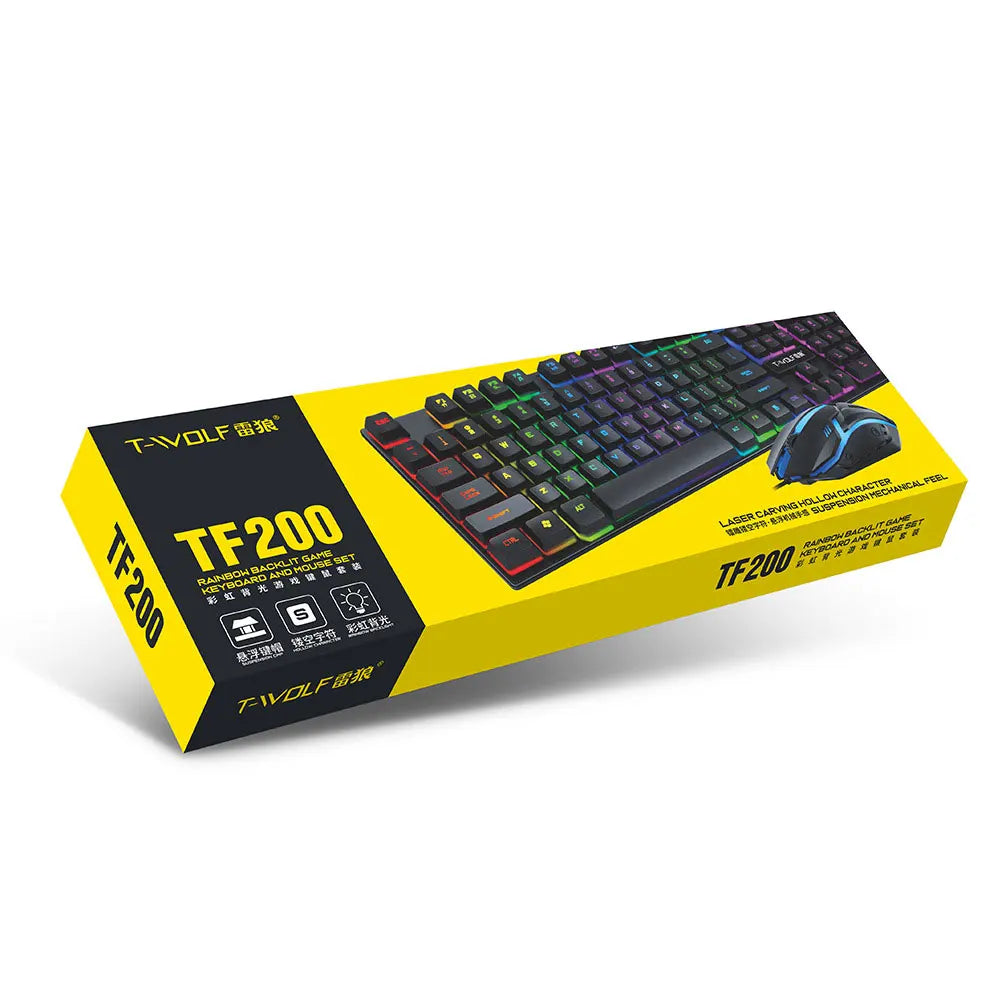 104 Keys Computer Mouse Keyboard Combo Colorful Blacklight Gaming USB Wired Keyboard And Mouse Set