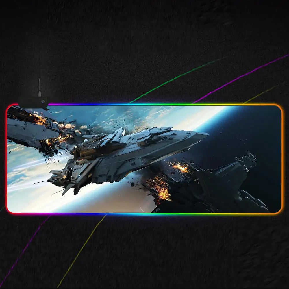 Star Citizen Mouse Pad RGB Gaming Mouse Pad XXL, Extended Surface, Non-Slip, Smooth, LED Lights, Perfect Desk Mat