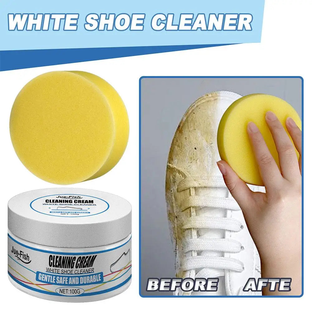 White Shoes Cleaning Cream With Wipe Sponge Stains Remover Shoes Whitening All-Purpose Cleansing Cream For Shoes Sneakers