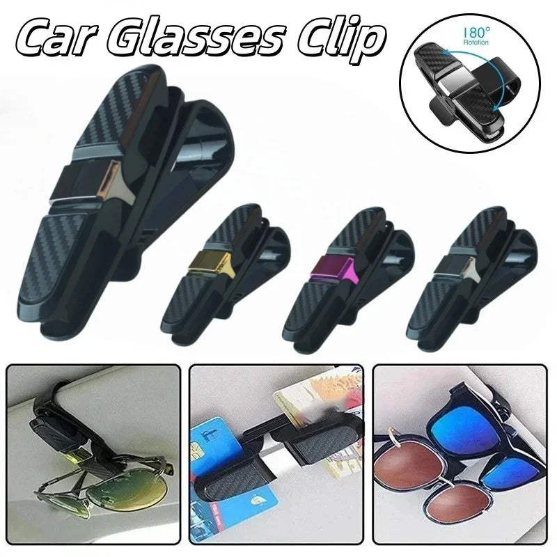 Car Glasses Case Auto Sun Visor Glasses Holder Sunglasses Clip Card Holder Eyeglasses Accessories Car Accessories Interior