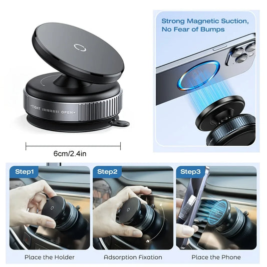 2026 Upgraded Vacuum Magnetic Car Phone Holder 360° Reinforced 96LBS Ultra Suction Cup Phone Holder ,N52 Strong Magnet