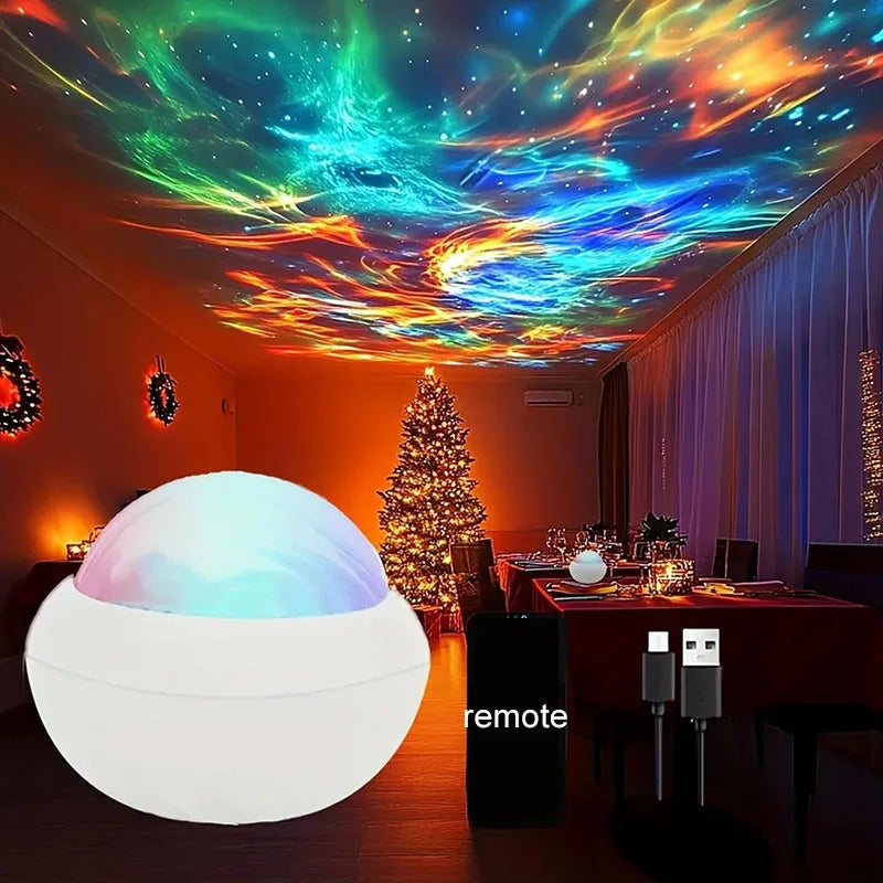 Northern Light Projector RGB Atmosphere Night Lights Remote Control USB Aurora Projection Lamp 360° Rotate for Home Party Decor