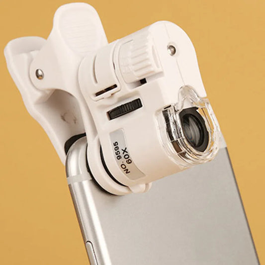 New 60X Mobile Phone Microscope Magnifier with LED Light Phone Universal Mobile Magnifying Glass Macro Lens Zoom Camera Clip
