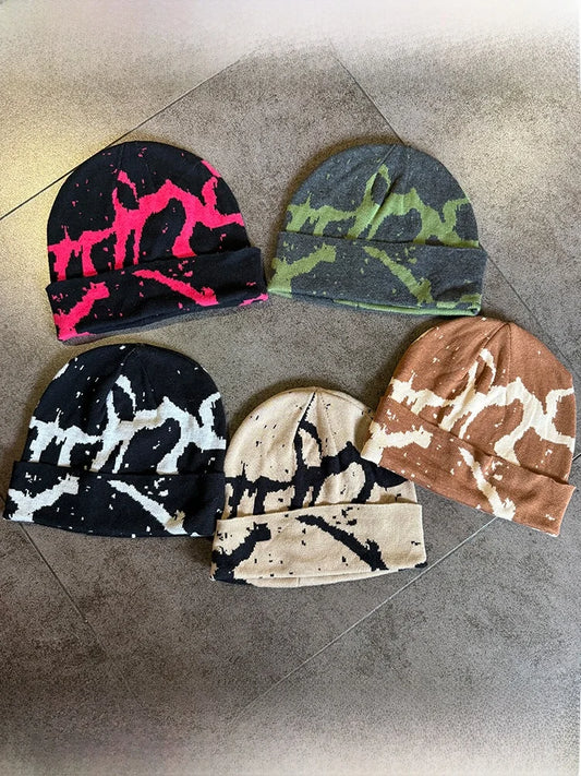 Thiened Cotton Knitted Hat Street Sle Hip Hop Pattern ex Autumn Winter Warm Cap Spring Summer Travel Versatile Cap